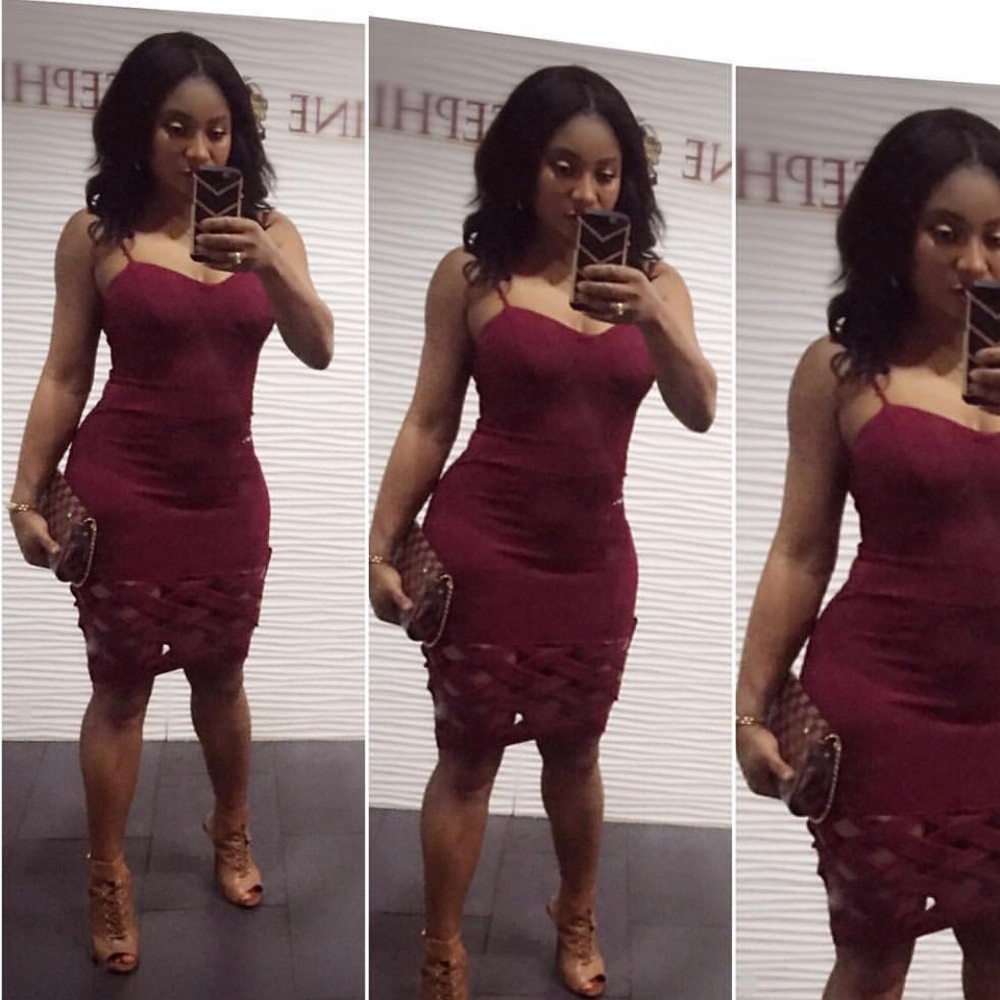 Burgundy CrissCross Cut Dress.